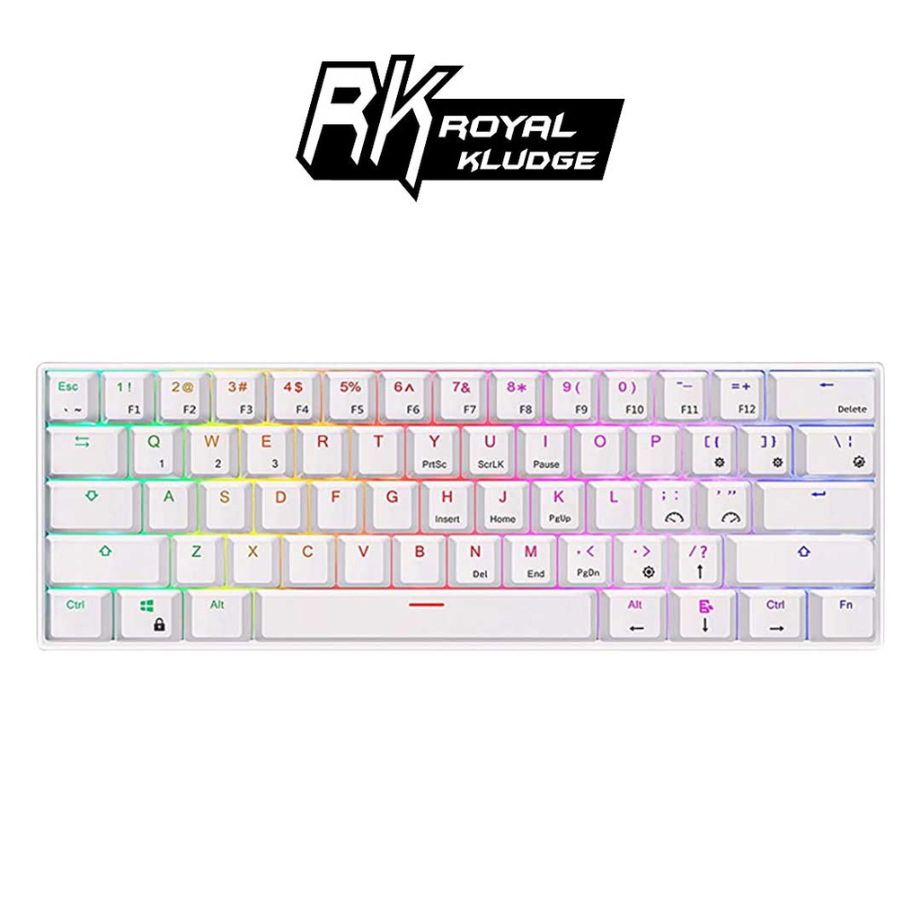 Royal Kludge RK61 RGB Hotwap คีย์บอร์ดเกมมิ่ง RGB ไร้สายบลูทูธและมีสาย เปลี่ยนสวิตซ์ได้ 3 mode เลเซอร์ไทย - English